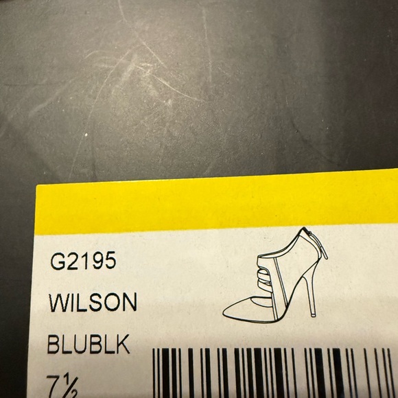 L.A.M.B. Black and Blue Leather Strappy Heels - Picture 7 of 8